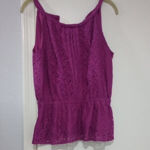 Nicole Miller Magenta Crochet Detail  Blouse Size M